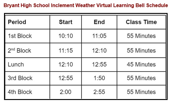 Inclement Weather Bell Schedule