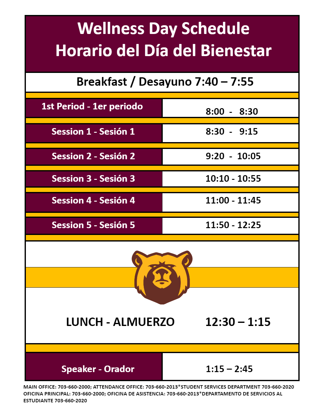 Wellness Day Schedule English & Espanol