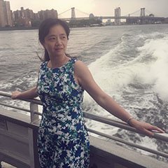 Ms Zhang on boat